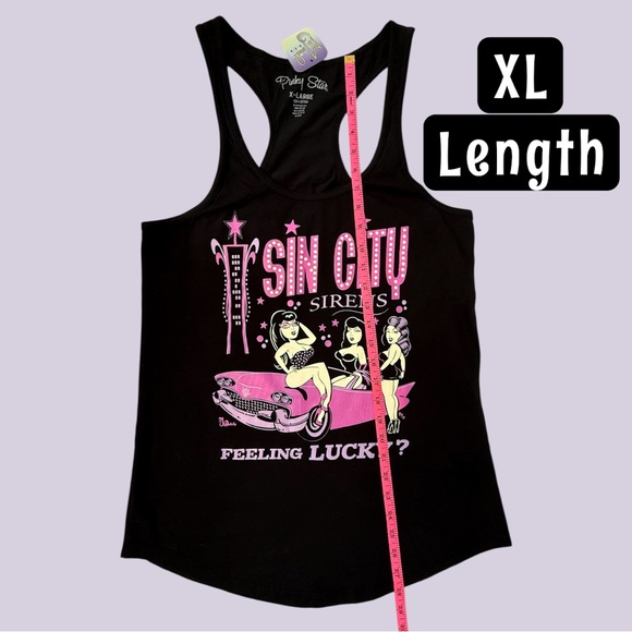 NWT SINCITY SIRENS - FEELING LUCKY? LAS VEGAS LONGBODY RACERBACK TANK PURPLE - Picture 6 of 12